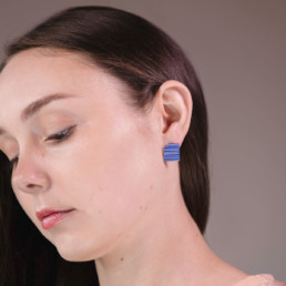 ‘Lines in Motion’ Blue Stud Earrings