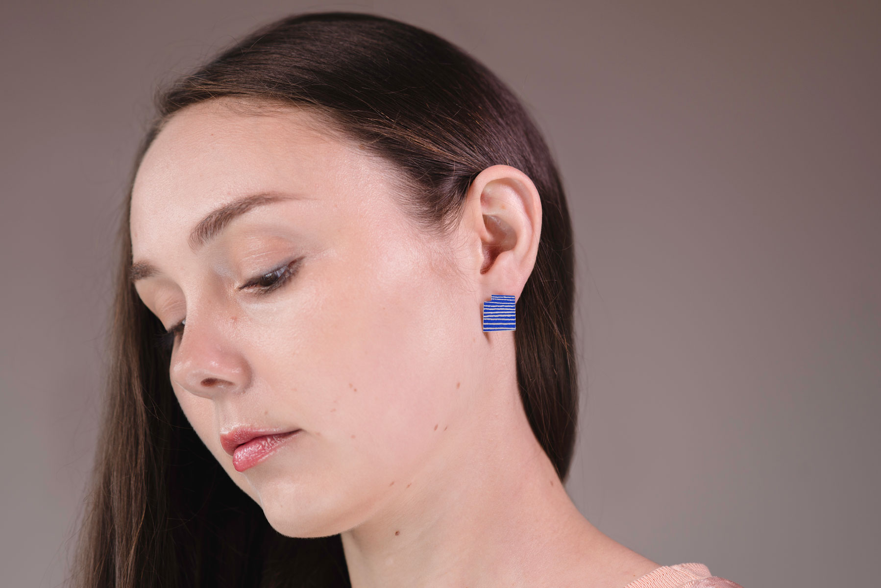 ‘Lines in Motion’ Blue Stud Earrings