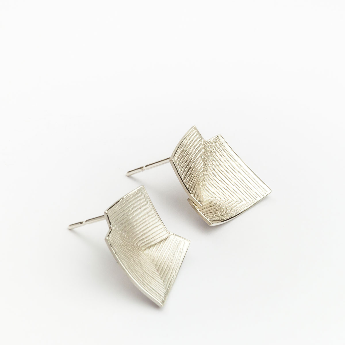 ‘Lines in Motion’ Silver Stud Earrings