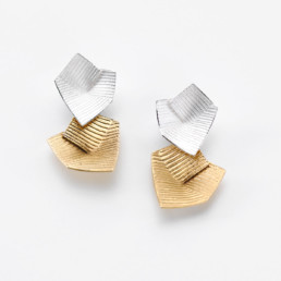 ‘Lines in Motion’ Silver and Gold Drop Earrings