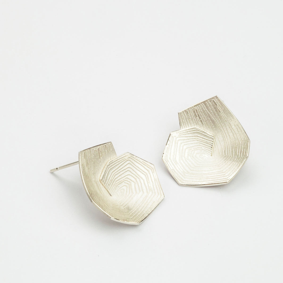 ‘Lines in Motion’ Spiral Silver Earrings