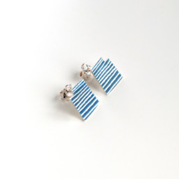 ‘Lines in Motion’ Blue Grey Stud Earrings