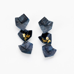 ‘Lines in Motion’ Triple Drop Earrings Large (Black)