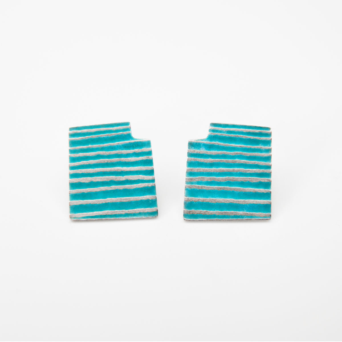 'Lines in Motion' Turquoise Stud Earrings