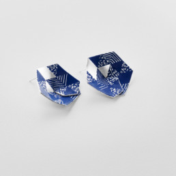‘Weave’ Blue Hexagon Earrings