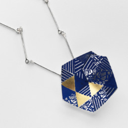 ‘Weave’ Hexagon Pendant Large (Blue)