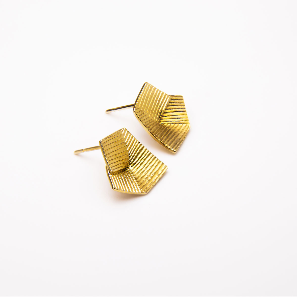‘Lines in Motion’ Gold Earrings Small