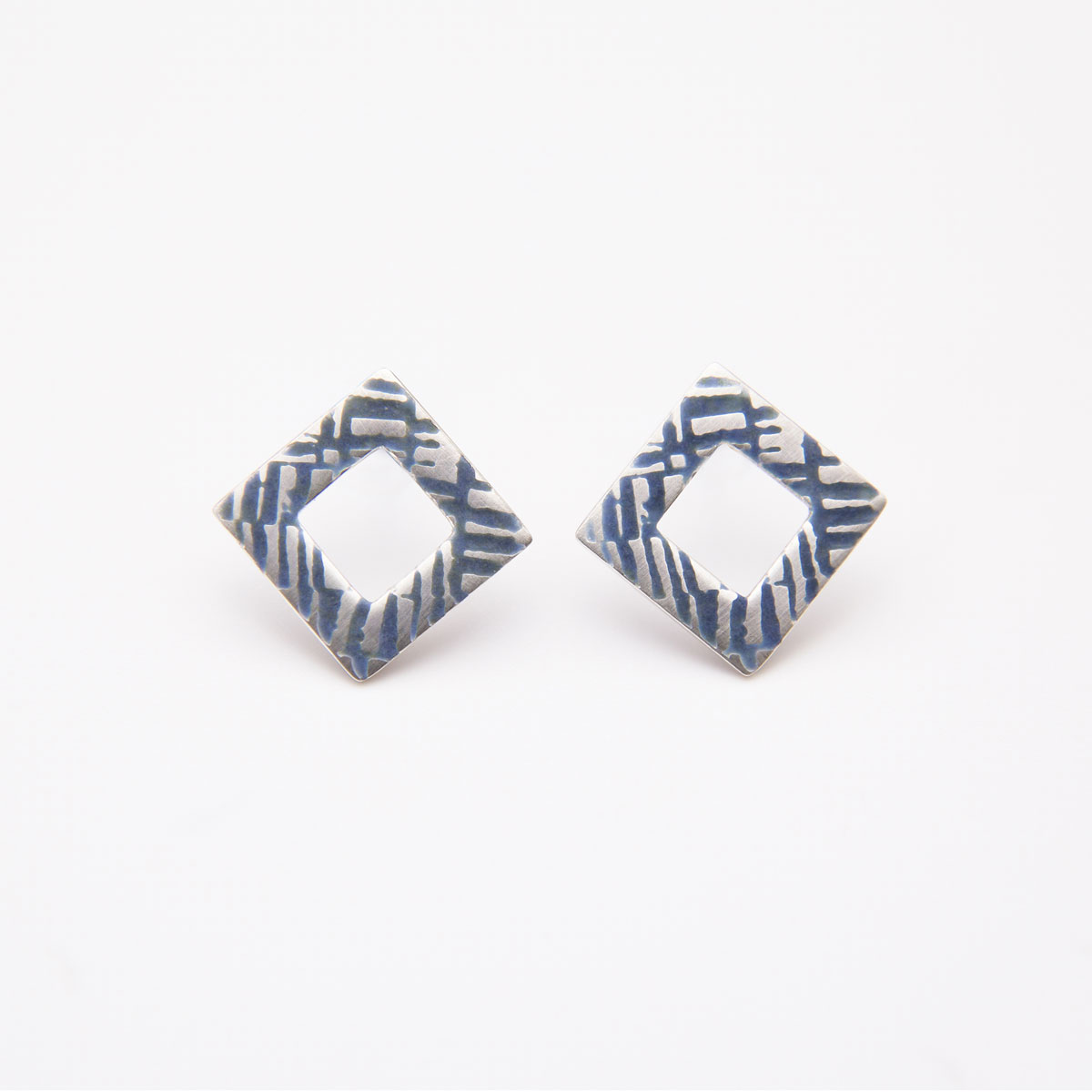 ‘Weave’ Blue-Grey Earrings, Small