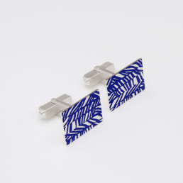 'Weave' Deep Blue Rectangular Cufflinks