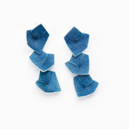 ‘Lines in Motion’ Blue-Grey Triple Drop Earrings, Large