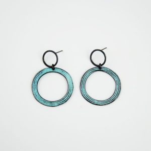 'Lines in Motion' Turquoise Circular Earrings, Large