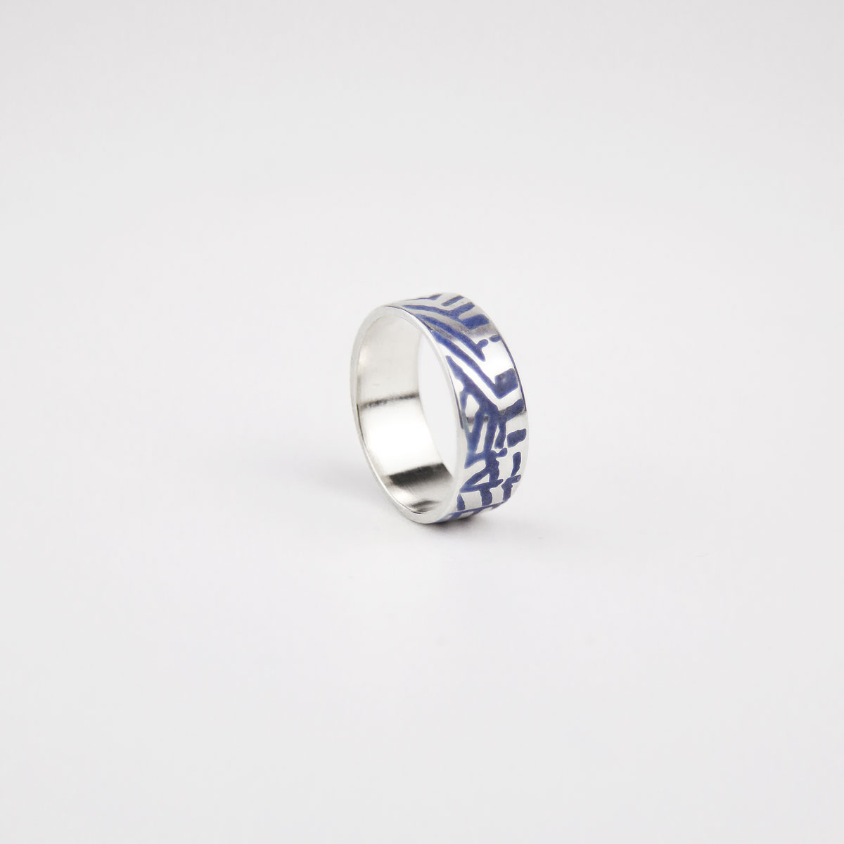 ‘Weave’ Blue-Grey Silver Ring