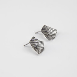 'Lines in Motion' Silver and Black Earrings