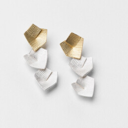 ‘Lines in Motion’ Gold and Silver Triple Drop Earrings