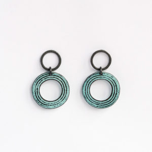 'Lines in Motion' Turquoise Circular Earrings Small