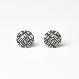 ‘Weave’ Silver and Black Circle Stud Earrings
