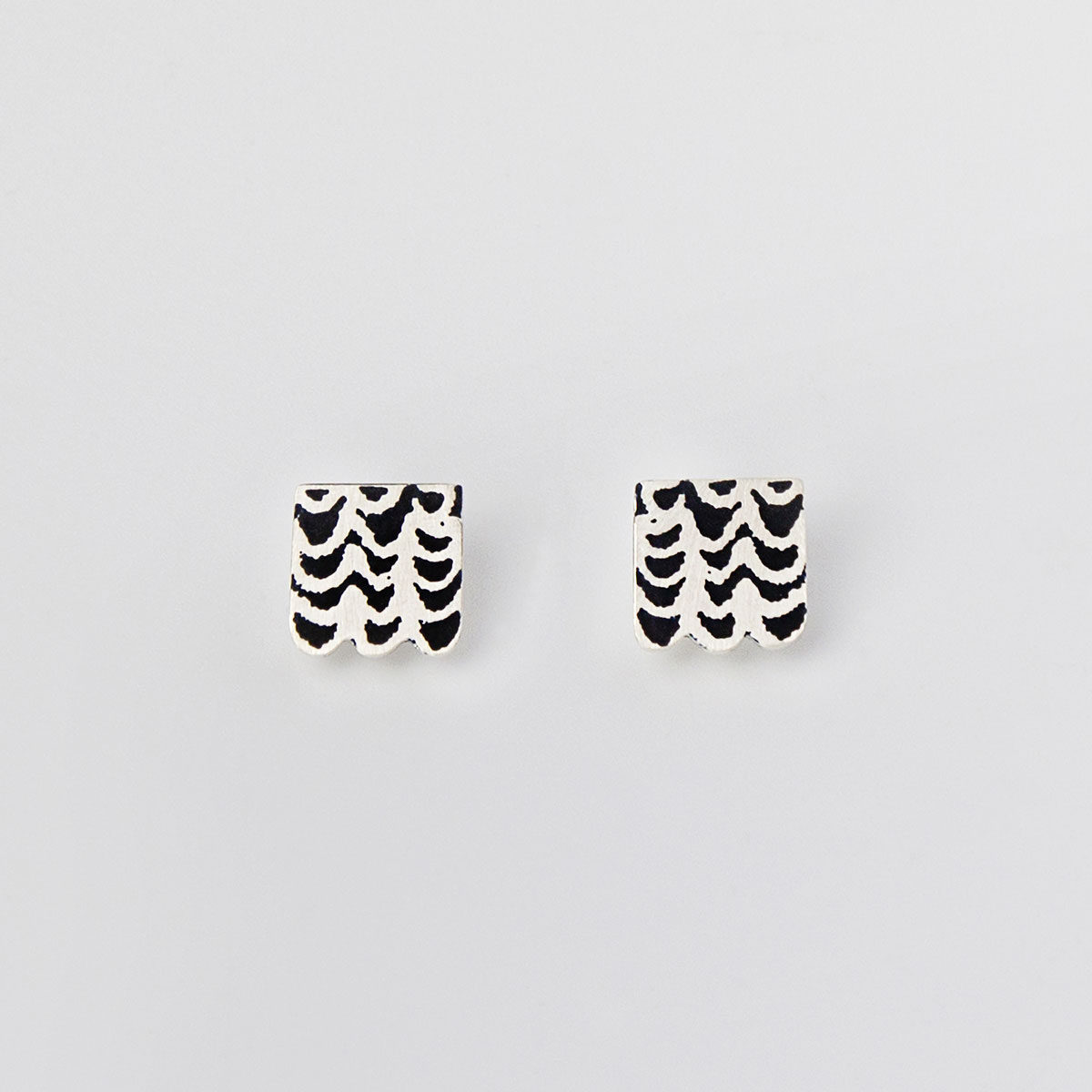 ‘Weave’ Silver and Black Stud Earrings