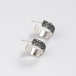 ‘Weave’ Silver and Black Hoop Earrings
