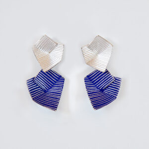 ‘Lines in Motion’ Blue Drop Earrings, Large