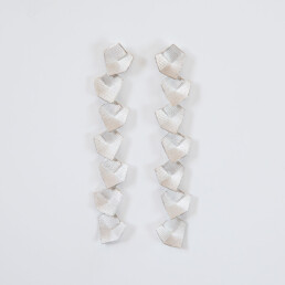 ‘Lines in Motion’ Silver Long Drop Earrings