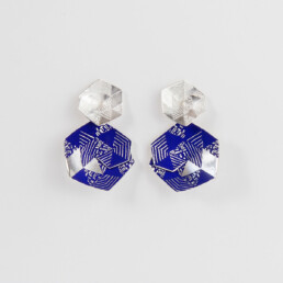 ‘Weave’ Blue Hexagonal Drop Earrings, Large