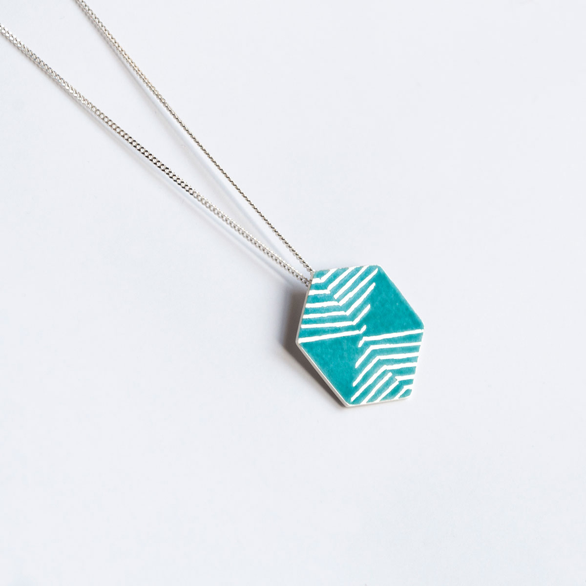 ‘Weave’ Turquoise Hexagonal Pendant, Large