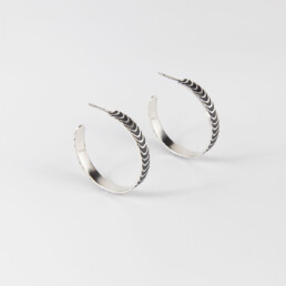 ‘Finesse’ Silver and Black Hoop Earrings, Large