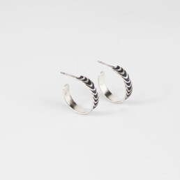 ‘Finesse’ Silver and Black Hoop Earrings, Small