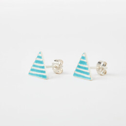 'Lines in Motion' Turquoise Triangle Stud Earrings