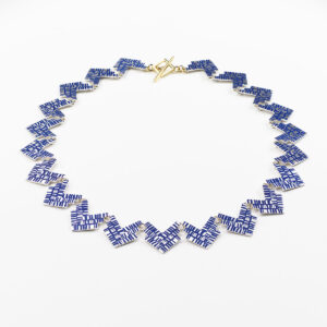 ‘Weave’ Blue and Gold Chevron Necklace