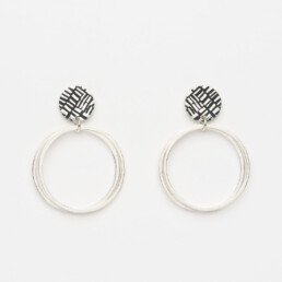 ‘Weave’ Silver and Black Loop Earrings, Large