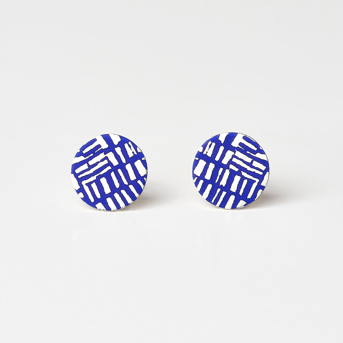 ‘Weave’ Blue Circle Stud Earrings