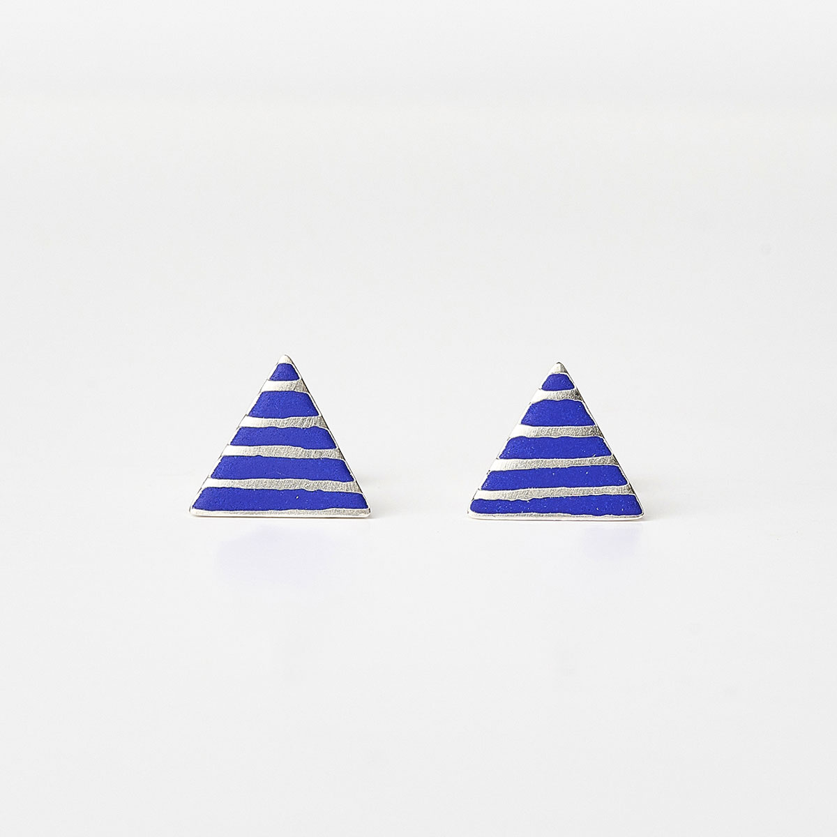 'Weave' Blue Triangle Stud Earrings