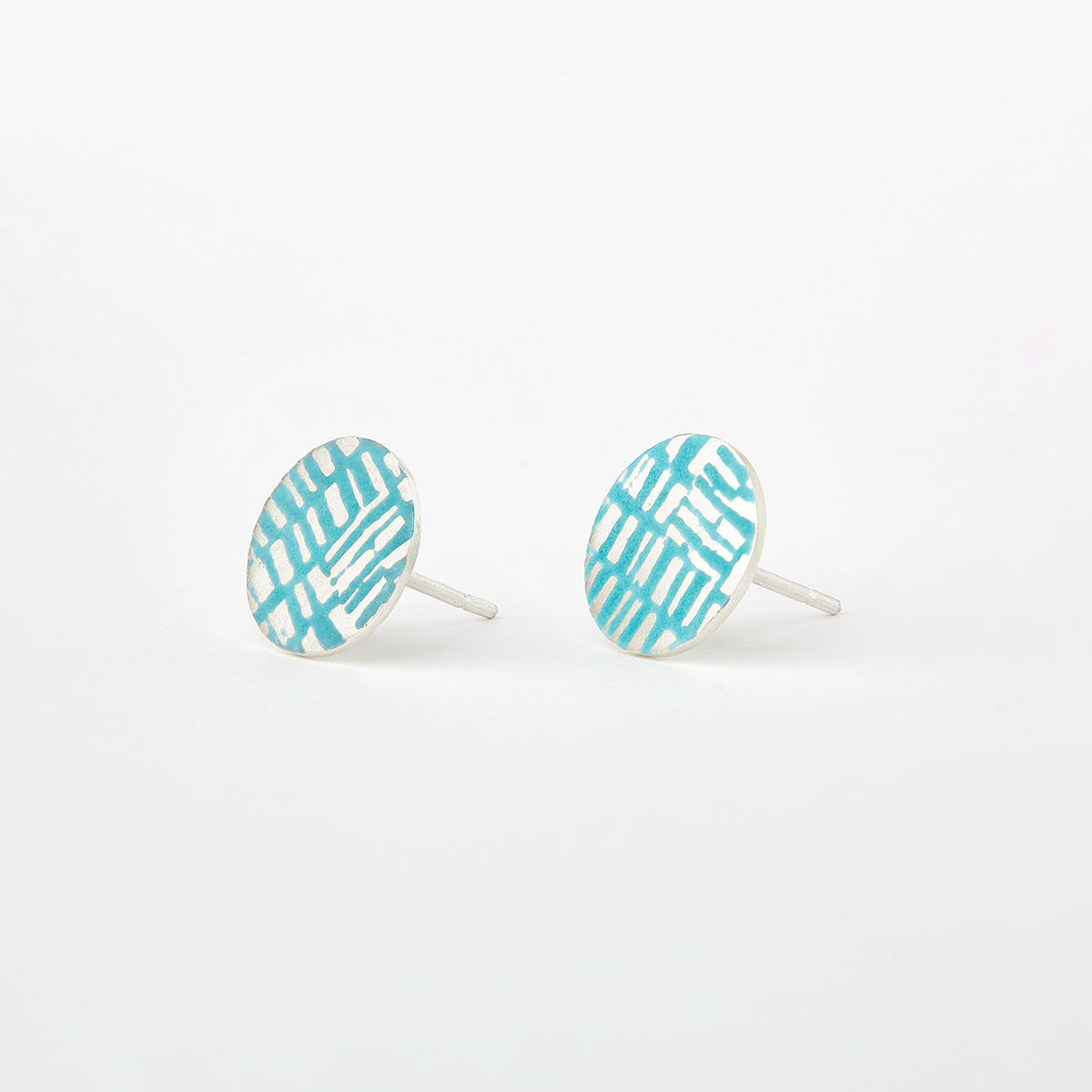 ‘Weave’ Turquoise Circle Stud Earrings
